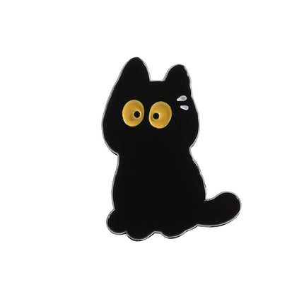 Personalized Cartoon Mini Black Kitten Brooch