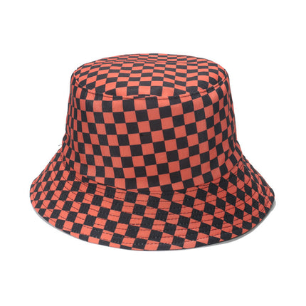 Fashion Personality Black And White Checkerboard Plaid Fisherman Hat