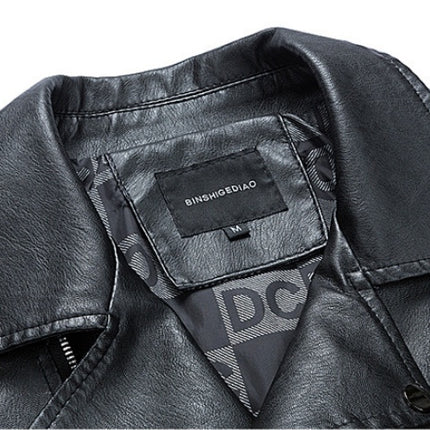 Cross-border for Europe and America simple spring and autumn men's lapel zipper washed pu leather coat motorcycle leather jacket men