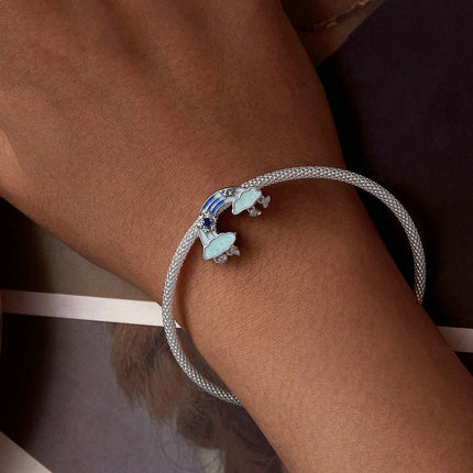 Ys En Sneeu Feetjie Reënboog S925 Sterling Silwer Selfdoen Armband Rygkrale