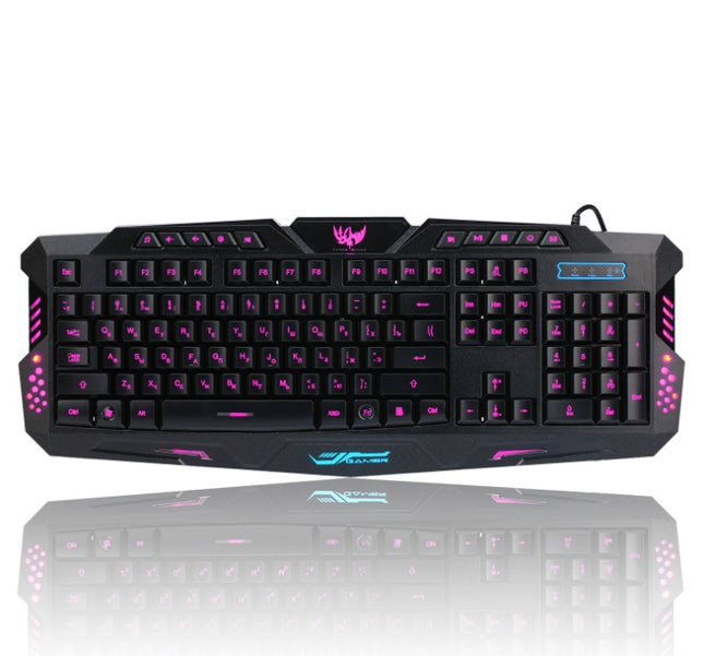 J10 tricolor backlight wired gaming keyboard set colorful luminous gaming mouse keyboard Russian keyboard
