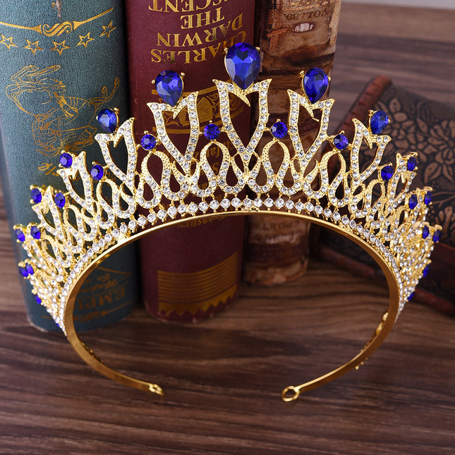 Nuwe Trou-bykomstighede Haarband Koreaanse Soet Prinses Legering Strass Veelkleurige Bruidskroon Hoofbedekking