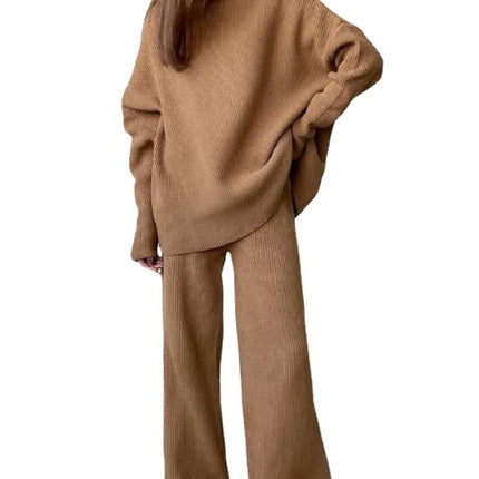 Long Sleeve Wide Leg Pants Fashion Loose High Collar