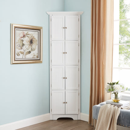 Hoëbergkas Met Deur En 4 Rakke, Geskik Vir Sitkamer, Kombuis, Kantoor, Slaapkamer, Badkamer, Moderne Styl, Wit