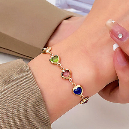 Kleurvolle Hart Sirkoon Armband Vir Vroue