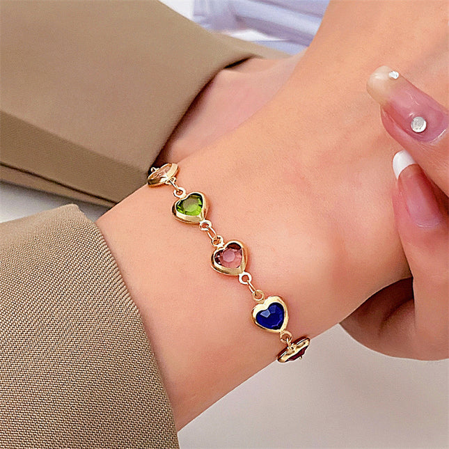 Kleurvolle Hart Sirkoon Armband Vir Vroue