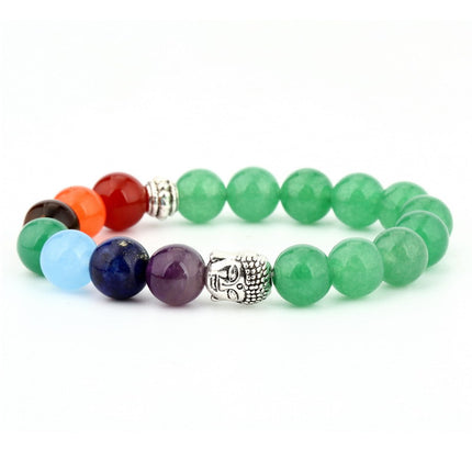 6mm natuurlike klip groen Dongling rooi agaat joga chakra armband Boeddha kop energie vulkaniese klip kralewerkstring armband