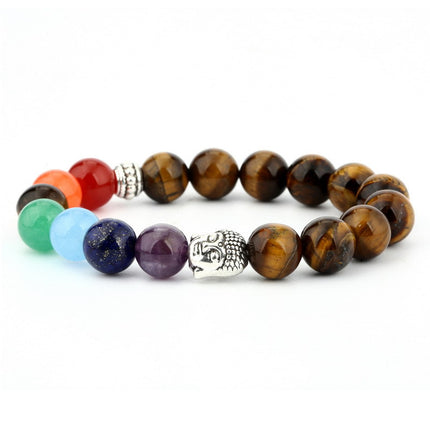 6mm natuurlike klip groen Dongling rooi agaat joga chakra armband Boeddha kop energie vulkaniese klip kralewerkstring armband