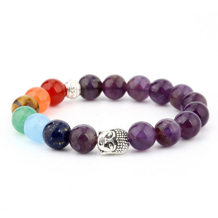 6mm natuurlike klip groen Dongling rooi agaat joga chakra armband Boeddha kop energie vulkaniese klip kralewerkstring armband