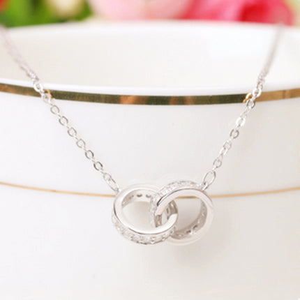 Necklace Double Ring Rose Gold Clavicle Chain