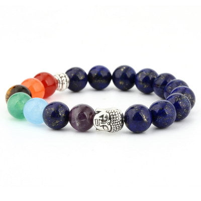 6mm natuurlike klip groen Dongling rooi agaat joga chakra armband Boeddha kop energie vulkaniese klip kralewerkstring armband