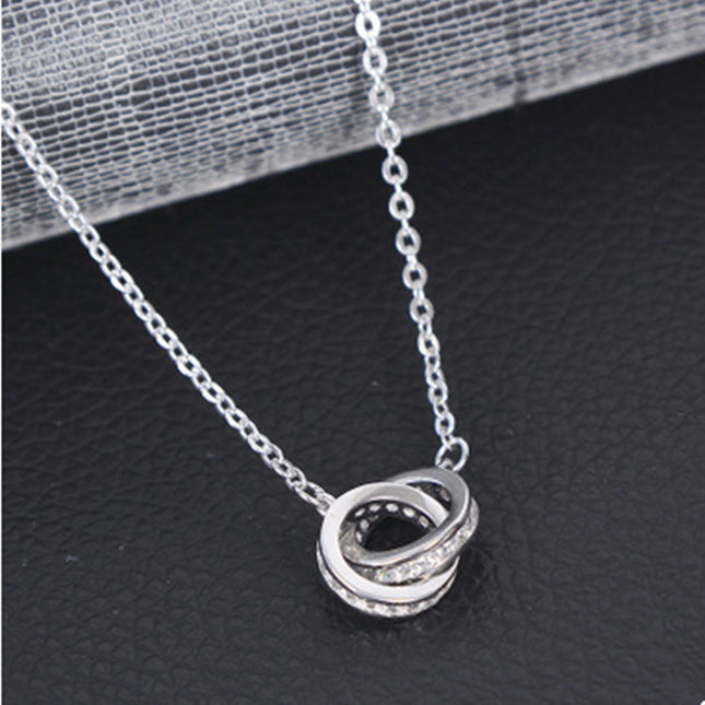 Necklace Double Ring Rose Gold Clavicle Chain