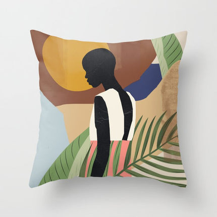 Abstrakte geometriese portret kussingsloop huisbank kussing kussinghoes