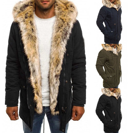 Fashionable men's wool collar cotton padded jacket