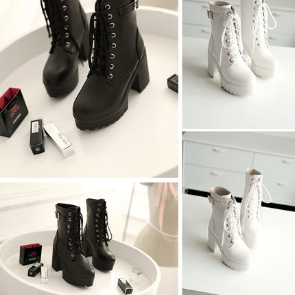 Women's Chunky Heel PU Martin Boots