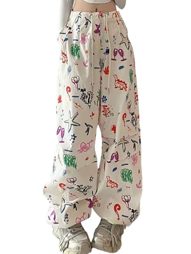 High Waist Slimming Graffiti Full Printed Overalls
