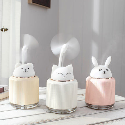 Ultrasoniese Lugbevochtiger vir Tuis Kantoor Spotprent Konyn 250ML USB Essensiële Olie Verstuiver LED Lig Lamp