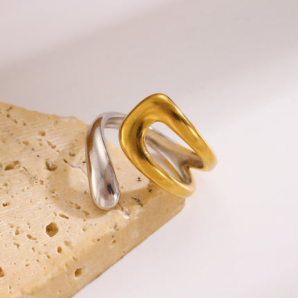 Stainless Steel Hollow Irregular Ring For Women