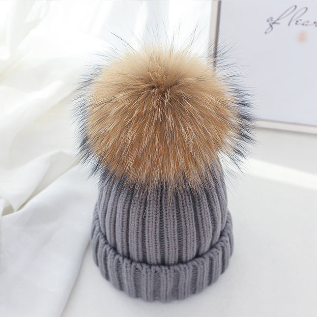 New Autumn And Winter Rolled Knitted Wool Hat With Ear Protection
