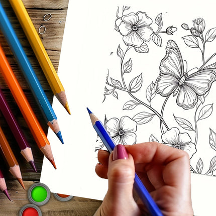 28 Pages Fairy Flowers Coloring Book Coloring Book For Adult Stress Reduction Colouring Book Valentine's Day Gifting, Birthday Party Gift, Drawing Supplies, Christmas Gift, Back To School Supplies