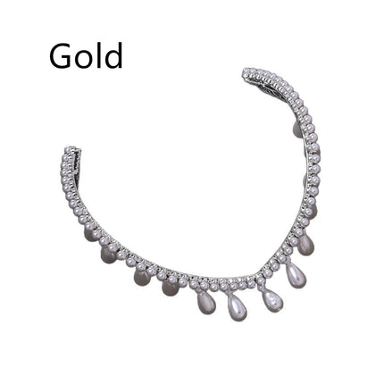 Elegant Bridal Headpiece With Toothed Waterdrop Design For The Back Of The Head