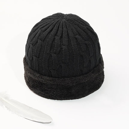 Men's Middle-aged And Elderly Wool Hat With Wool And Thick Knitted Hat