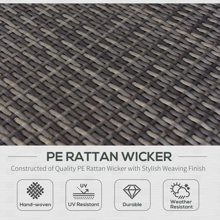 7-Stuk Rattan Patio Meubels Vir Agterplaas Buitelug Seksionele Bank Met Kussings Gehard Glas Koffietafel Kussings Grys
