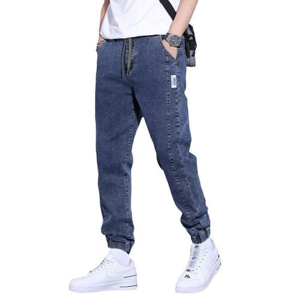 Youth Casual Harem Drawstring Elastic Elastic Beam Foot Type Men's Jeans