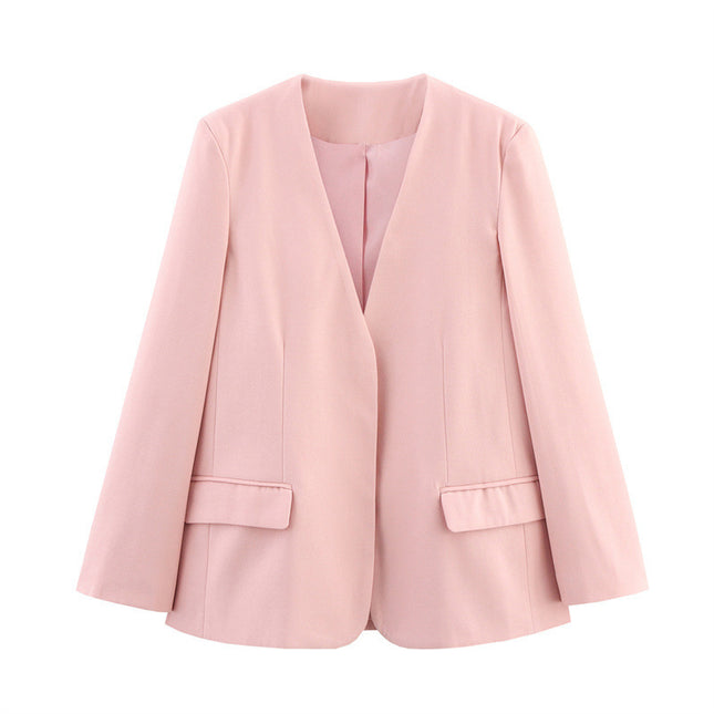 New Casual Exposed Collarless Blazer