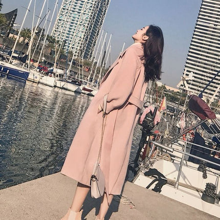 Autumn And Winter Woolen Coat Women's Korean-style Thickened Cinched