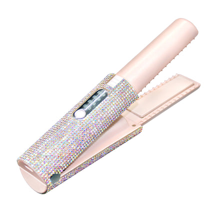 2-In-1 Elektriese USB Haarreguittang-borsel Reguittang Borsel Multifunksionele Kam Reguitmaakstileerder Haarkruller