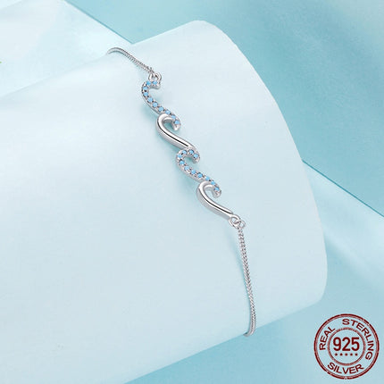 Kreatiewe S925 Sterling Silwer Blou HAILANG-vorm Enkelbandjie