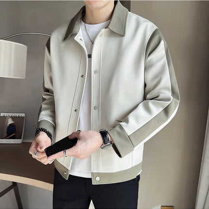 Men's Spring And Autumn New Patchwork Polo Collar Top