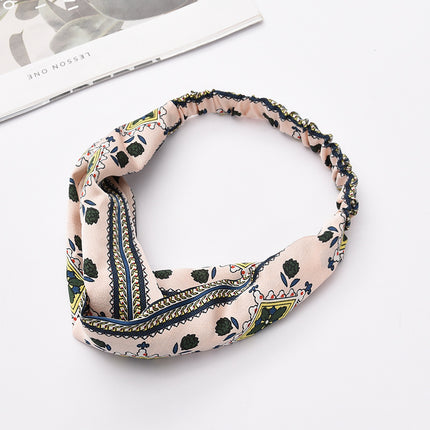 Fabric cross-knotted bow chiffon floral headband