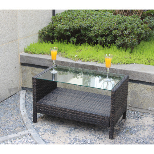 Buite Patio Meubels Koffietafel Met Deursigtige Getemperde Glas