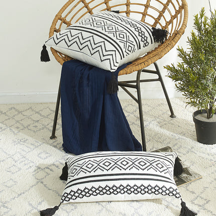 Nordiese Marokko Chenille Geometriese Sierkussing Jacquard Kwastjie