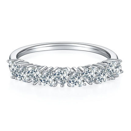 A Luxurious And Fashionable Light Luxury Jewelry Silver Ring Set With Top-quality Moissanite, S925 Silver Plated With Platinum