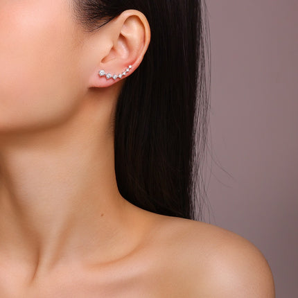 Top-quality Moissanite Luxury And Fashionable Light Luxury Jewelry Silver Stud Earrings S925 Silver Plated Platinum