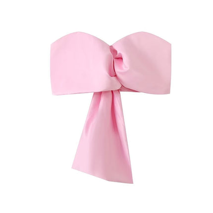 Women's INS Internet Hot Bow Cross Asymmetric Top