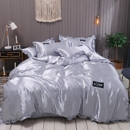 Pure Color Gewaste Sy Lakens Ys Sy Vierstuk Lakens Duvet Oortreksel
