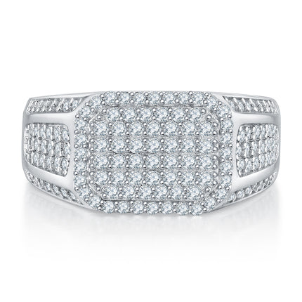 Men's Luxury And Fashionable Light Luxury Jewelry Silver Ring S925 Silver-plated Platinum Set With Top-quality Moissanite