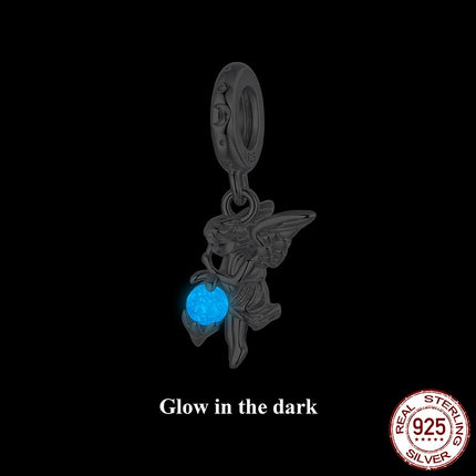 S925 Sterling Silver Luminous Angel Pendant Diy Beaded