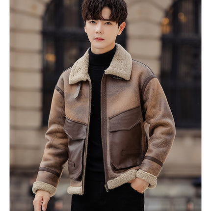 Leather And Fur Casual Coat For Men