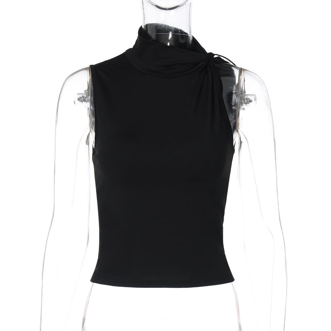 European And American Slim Vest Season Fashion Button Sleeveless Top Women's Design Sense