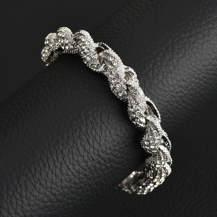 Europese En Amerikaanse Hip-Hop Manshalssnoer 10mm Legering Gevlegde Ketting Met Diamante