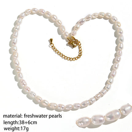 Natuurlike Varswater Pêrelketting vir Vroue Ligte Luukse Minderheid Soet Koel Styl Sleutelbeenketting