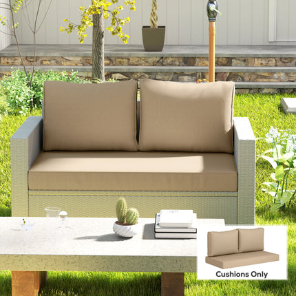 2-sitplek Patio Meubel Kussings, 46x26x5 duim, Dik Buitelug Liefdesitplek Kussingstel met Verwyderbare Oortreksel, Vervaagbestande Vervangingskussings vir Buitelugmeubels, Bank, Rusbank, Swaai, Beige