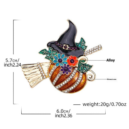 Halloween Pumpkin Witch Brooch Niche Personality Fashion Cartoon Corsage
