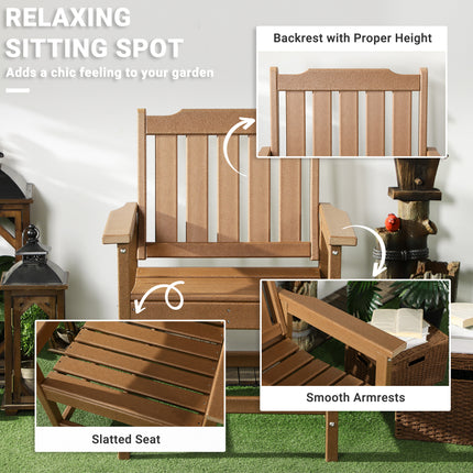 Alleweer Patio Stoel, HDPE Patio Eetkamerstoel, Swaardiens Houtagtige Buitemeubels vir Tuin, Agterplaas, Dek, Stoep, Grasperk, Bruin