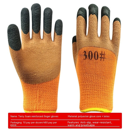 Warm-keeping And Cold-proof Extra Thick Fluffy Loop Foam Dipping Gloves